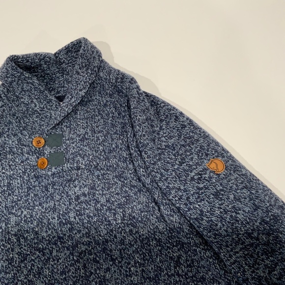 Fjallraven Sz L Blue Lada Shawl Wool Pullover Sweater - Picture 10 of 10